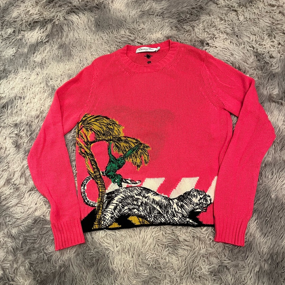 Dior Vibrant Pink Sweater with Animal Print